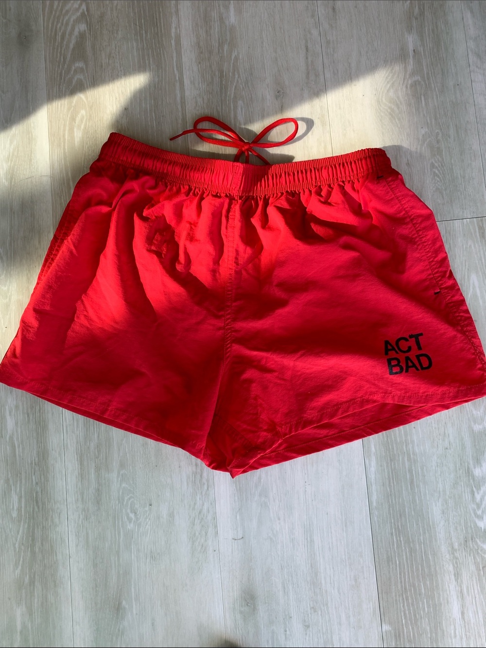 Uzzi Active Wear shorts, Red, Large, ACT BAD' Drawstring Shorts